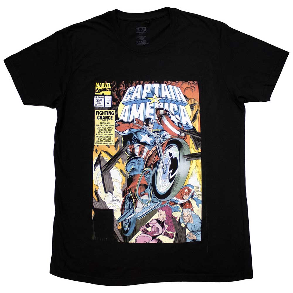Marvel Comics Captain America Wheel Comic Cover Mens T Shirt