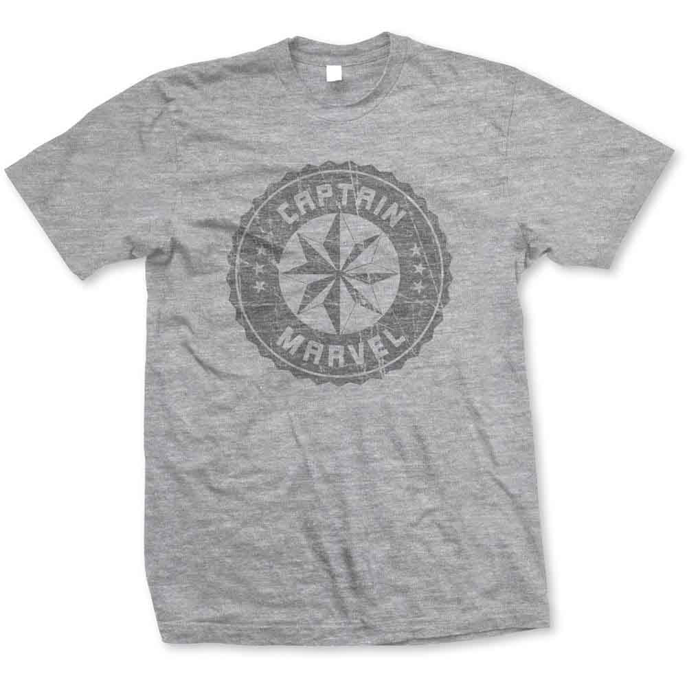 Marvel Comics Captain Marvel Grey Circle Mens T Shirt