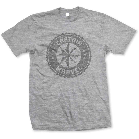 Marvel Comics Captain Marvel Grey Circle Mens T Shirt