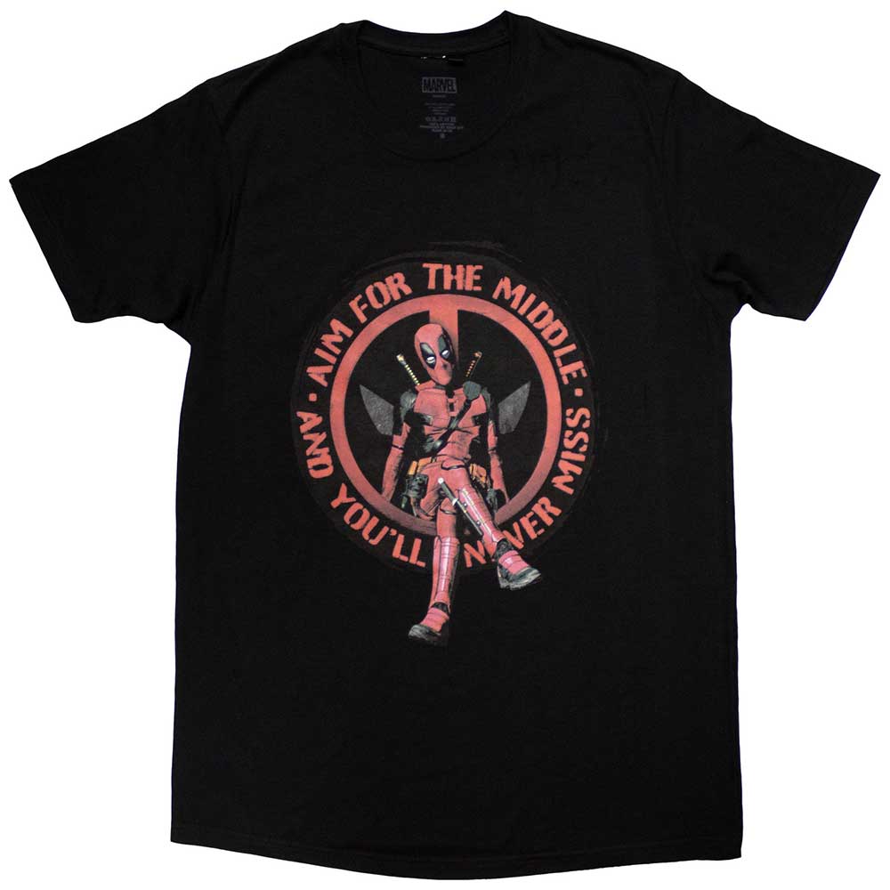 Marvel Comics Deadpool Aim Middle Mens T Shirt