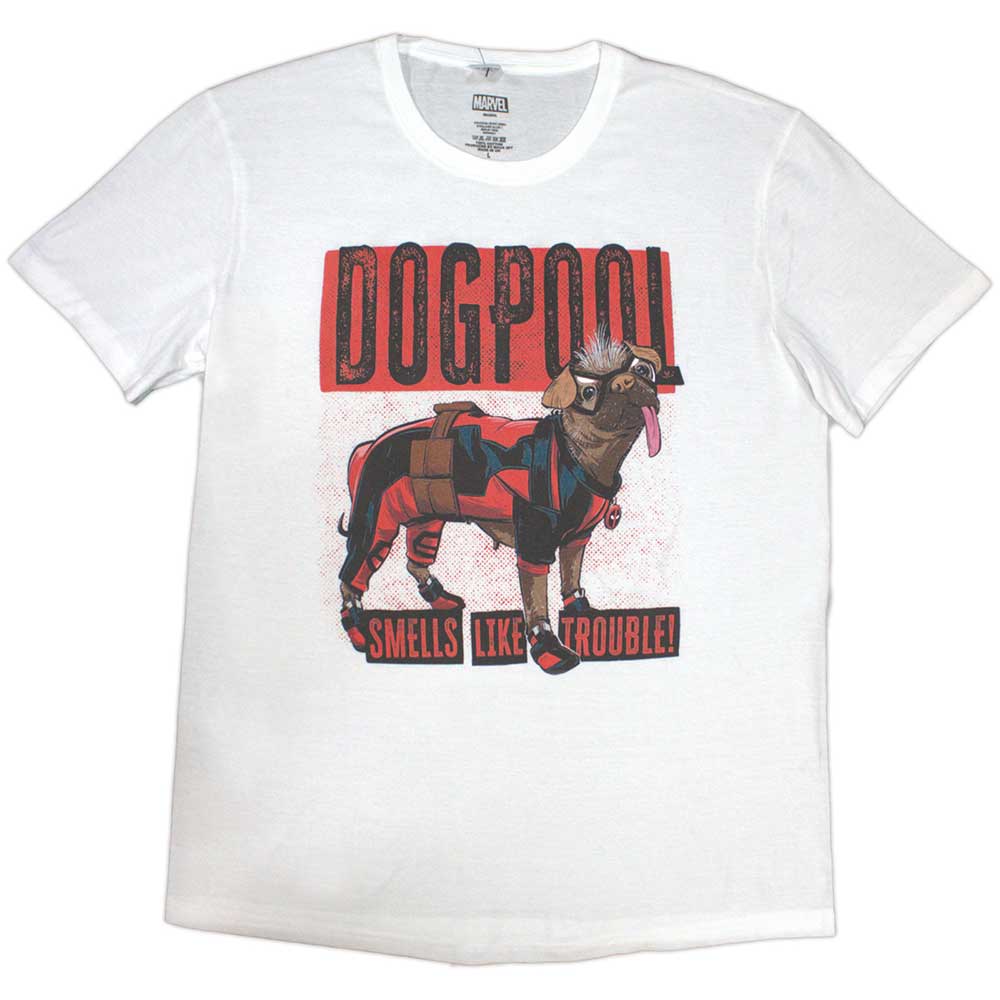 Marvel Comics Deadpool Dogpool Smells Like Trouble Mens T Shirt