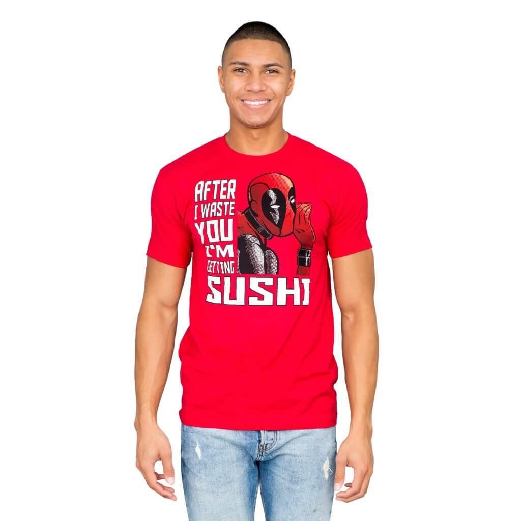 Marvel Comics Deadpool Sushi Red T Shirt