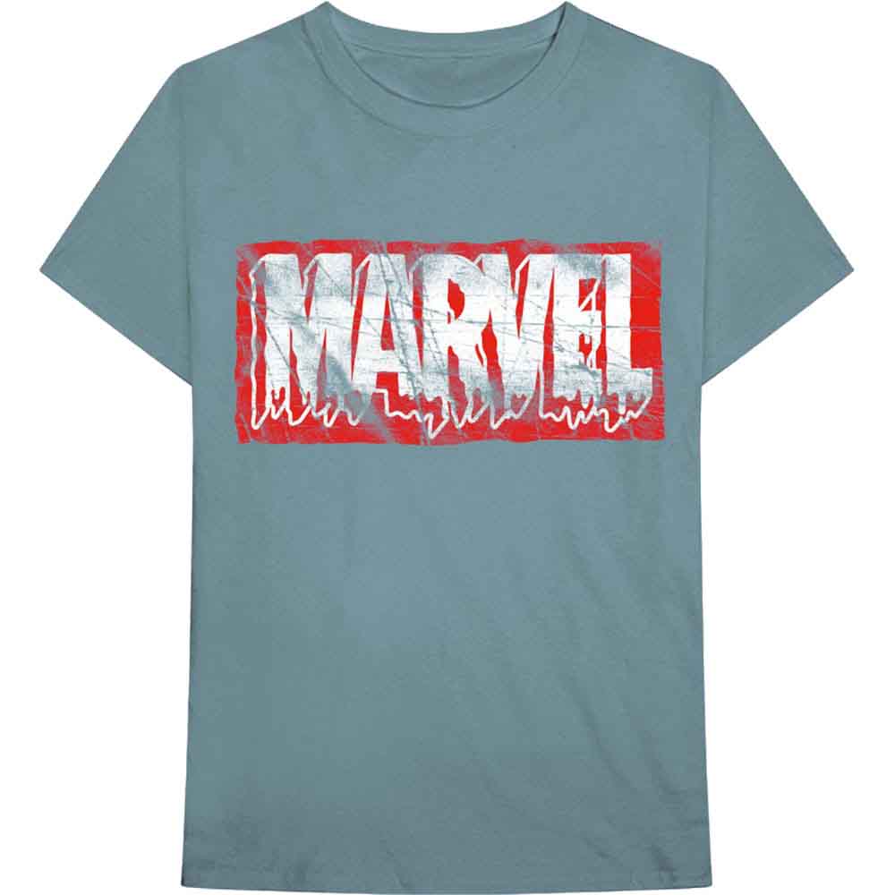 Marvel Comics Distressed Dripping Logo Mens T Shirt