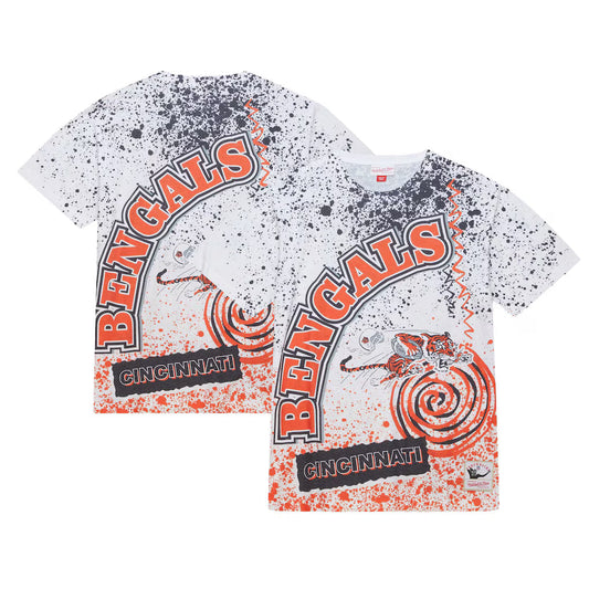Cincinnati Bengals - Mitchell and Ness Team Burst Sublimated Short Sleeve Mens T Shirt White