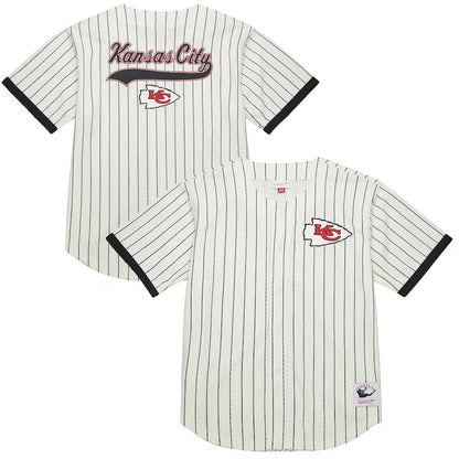 Kansas City Chiefs - Cream Vintage Logo Final Seconds Full-Button Mesh Top Jersey