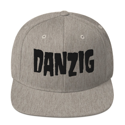 Danzig Classic Logo Grey Embroidered Snap Back Hat as shown