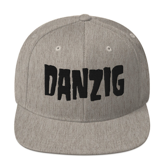 Danzig Classic Logo Grey Embroidered Snap Back Hat as shown