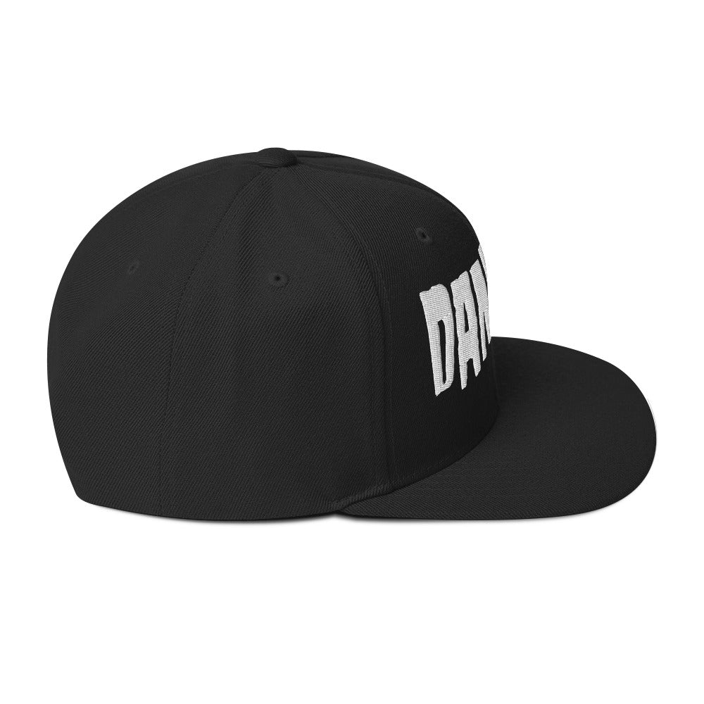Danzig Classic Logo White Embroidered Snap Back Hat Black