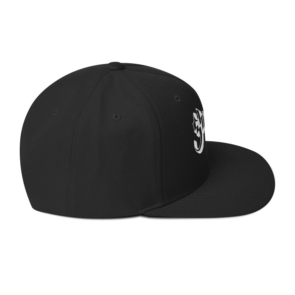 Ghost Classic Logo White Embroidered Snap Back Hat Black