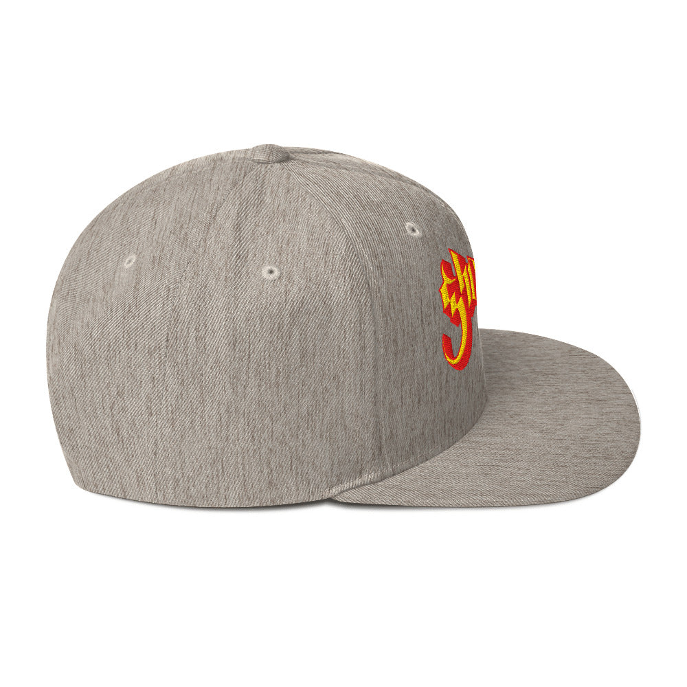 Ghost Logo Embroidered Snapback Hat Grey