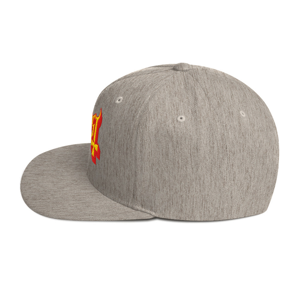 Ghost Logo Embroidered Snapback Hat Grey