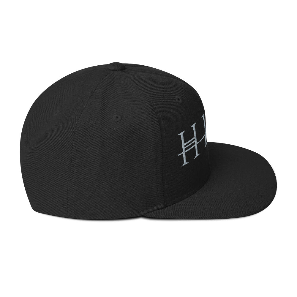 HIM Classic Logo Black Embroidered Snap Back Hat Black