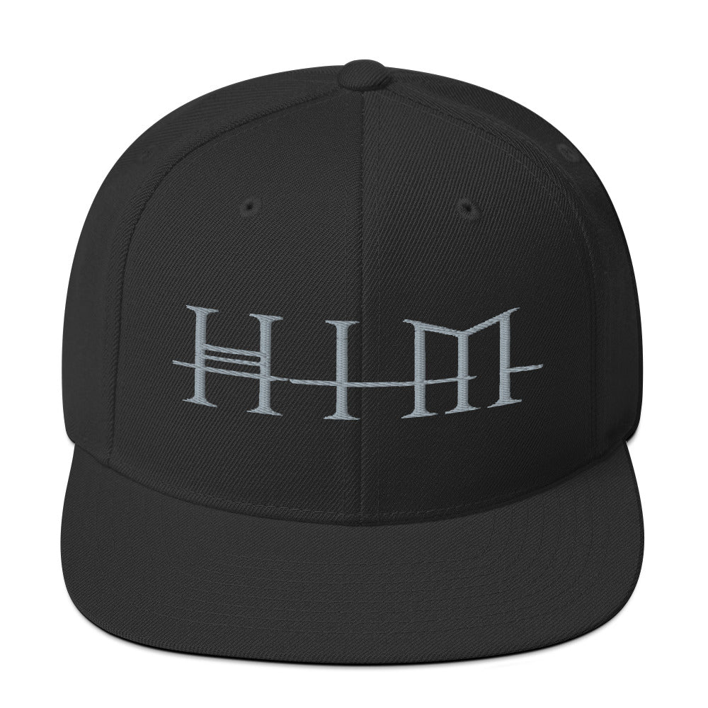 HIM Classic Logo Black Embroidered Snap Back Hat Black