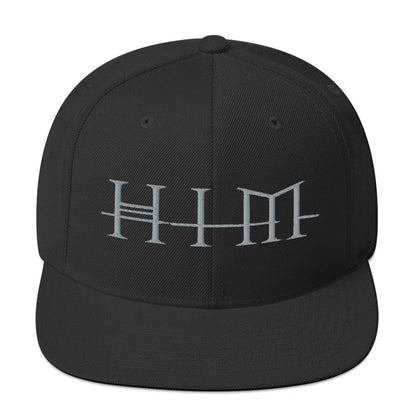 HIM Classic Logo Black Embroidered Snap Back Hat Black