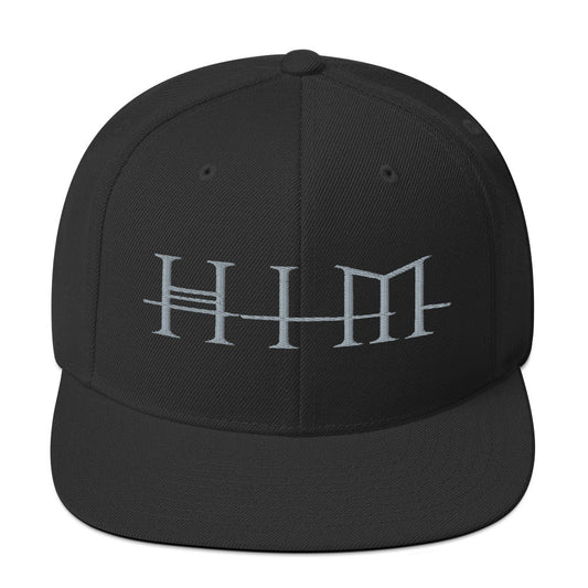 HIM Classic Logo Black Embroidered Snap Back Hat Black