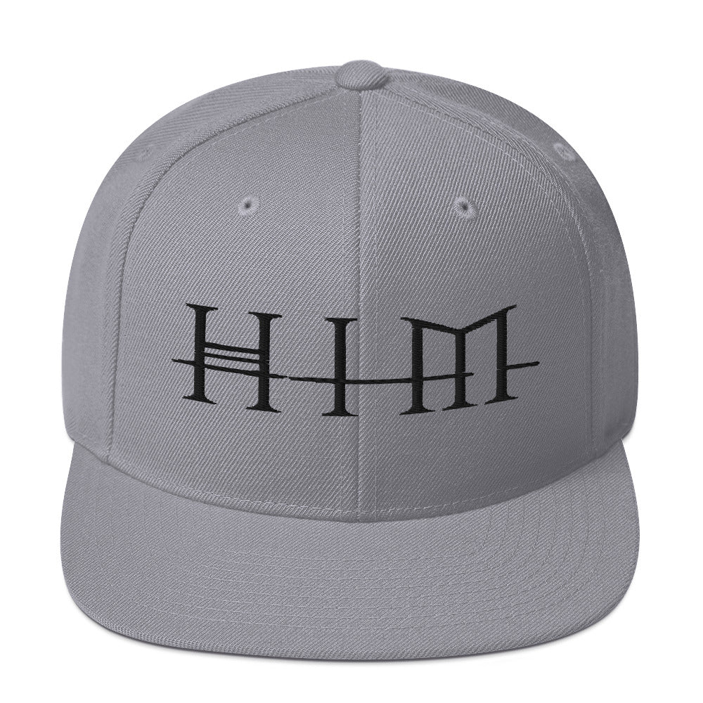 HIM Classic Logo Grey Embroidered Snap Back Hat Grey