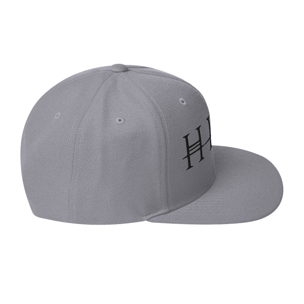 HIM Classic Logo Grey Embroidered Snap Back Hat Grey