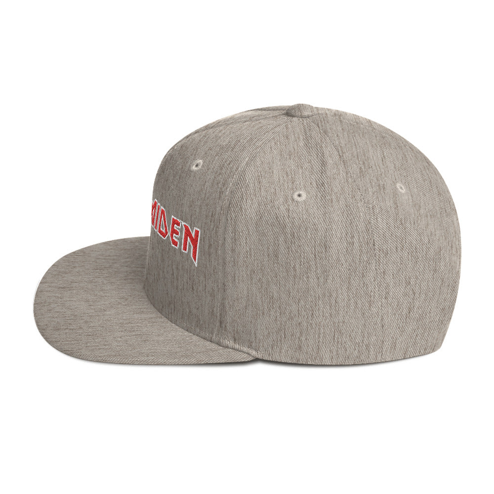 Iron Maiden Classic Logo Grey Embroidered Snap Back Hat Grey