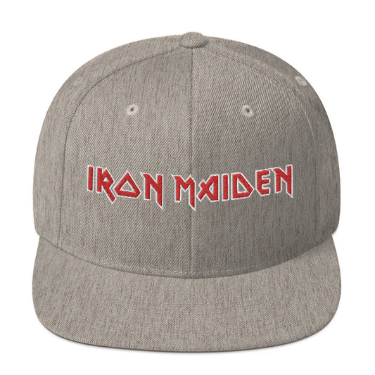 Iron Maiden Classic Logo Grey Embroidered Snap Back Hat Grey
