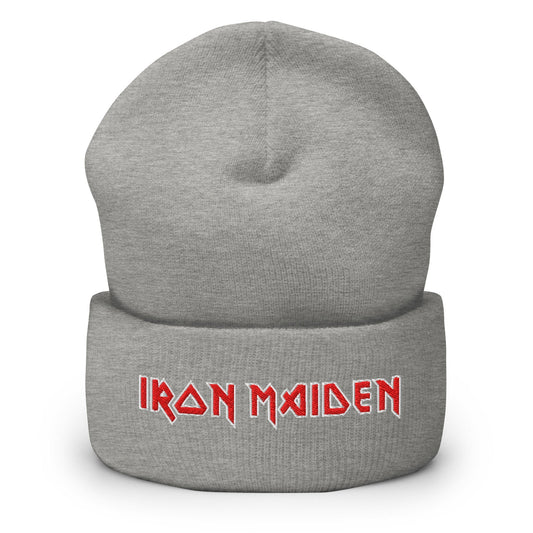 Iron Maiden Embroidered Beanie Hat Grey
