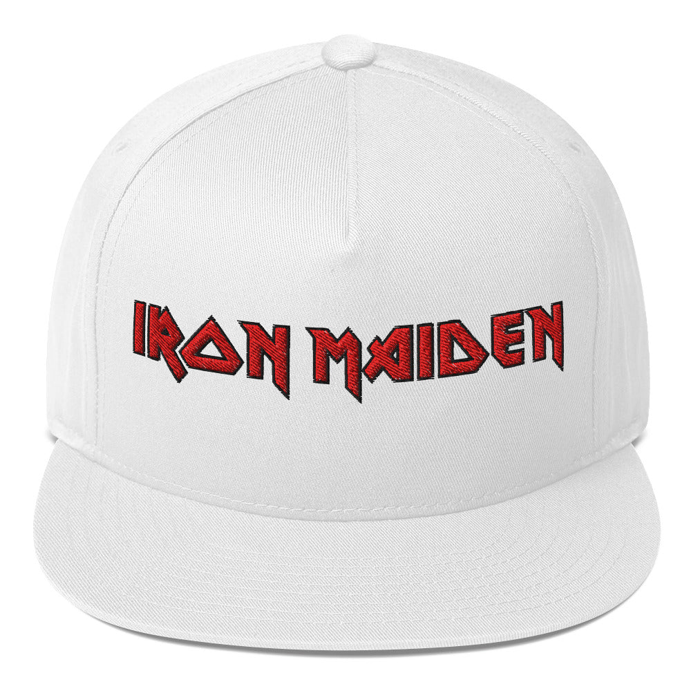 Iron Maiden Embroidered Snapback Hat White