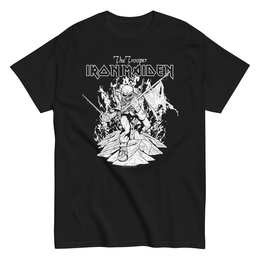 Iron Maiden - Trooper Black and White Mens T Shirt