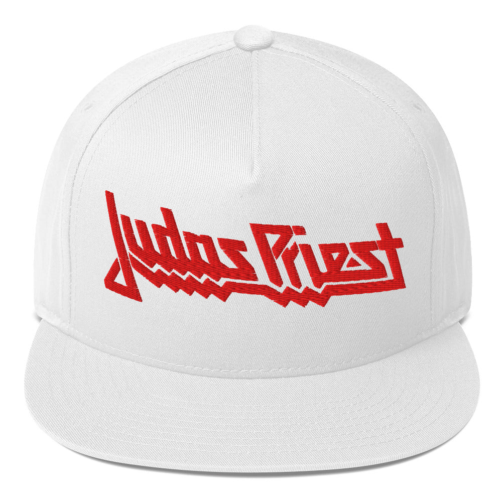 Judas Priest Electric Logo Embroidered Snapback Hat White