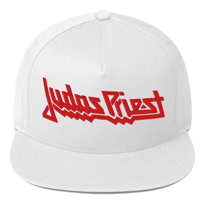 Judas Priest Electric Logo Embroidered Snapback Hat White