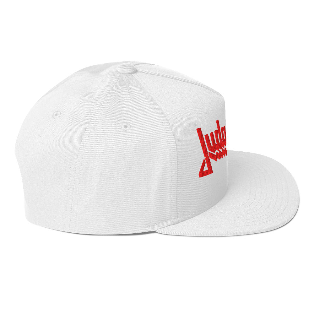 Judas Priest Electric Logo Embroidered Snapback Hat White