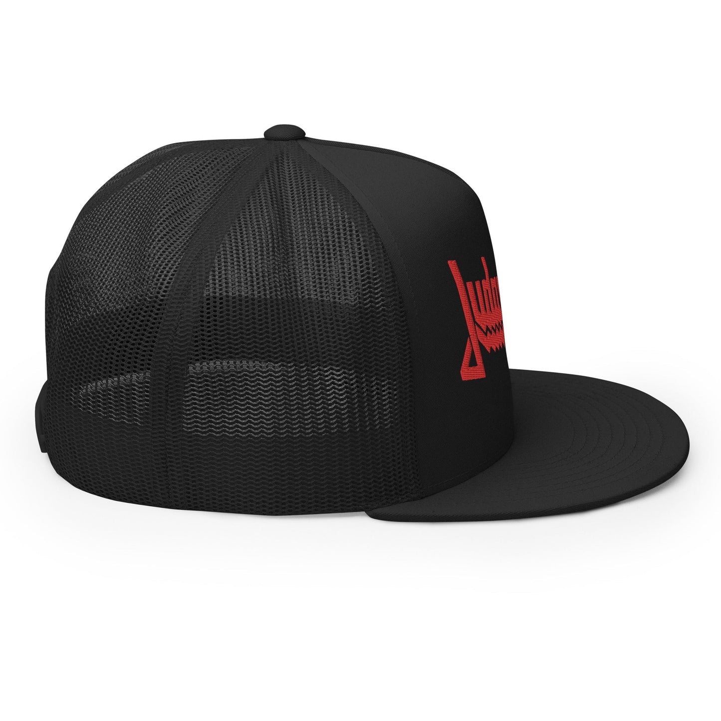 Judas Priest Electric Red Logo Embroidered Trucker Hat Black