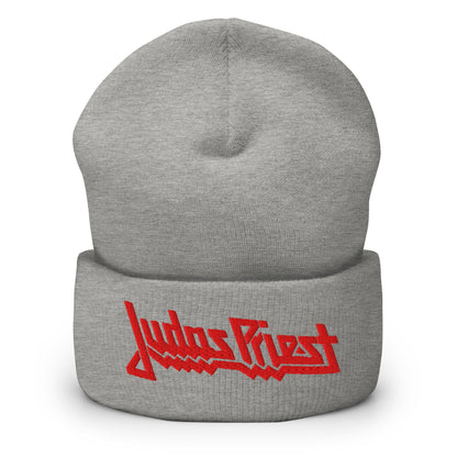 Judas Priest Embroidered Logo Beanie Hat Grey