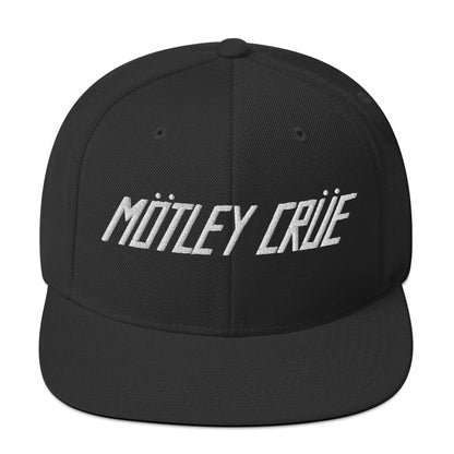 Motley Crue Classic Logo Black Embroidered Snap Back Hat Black