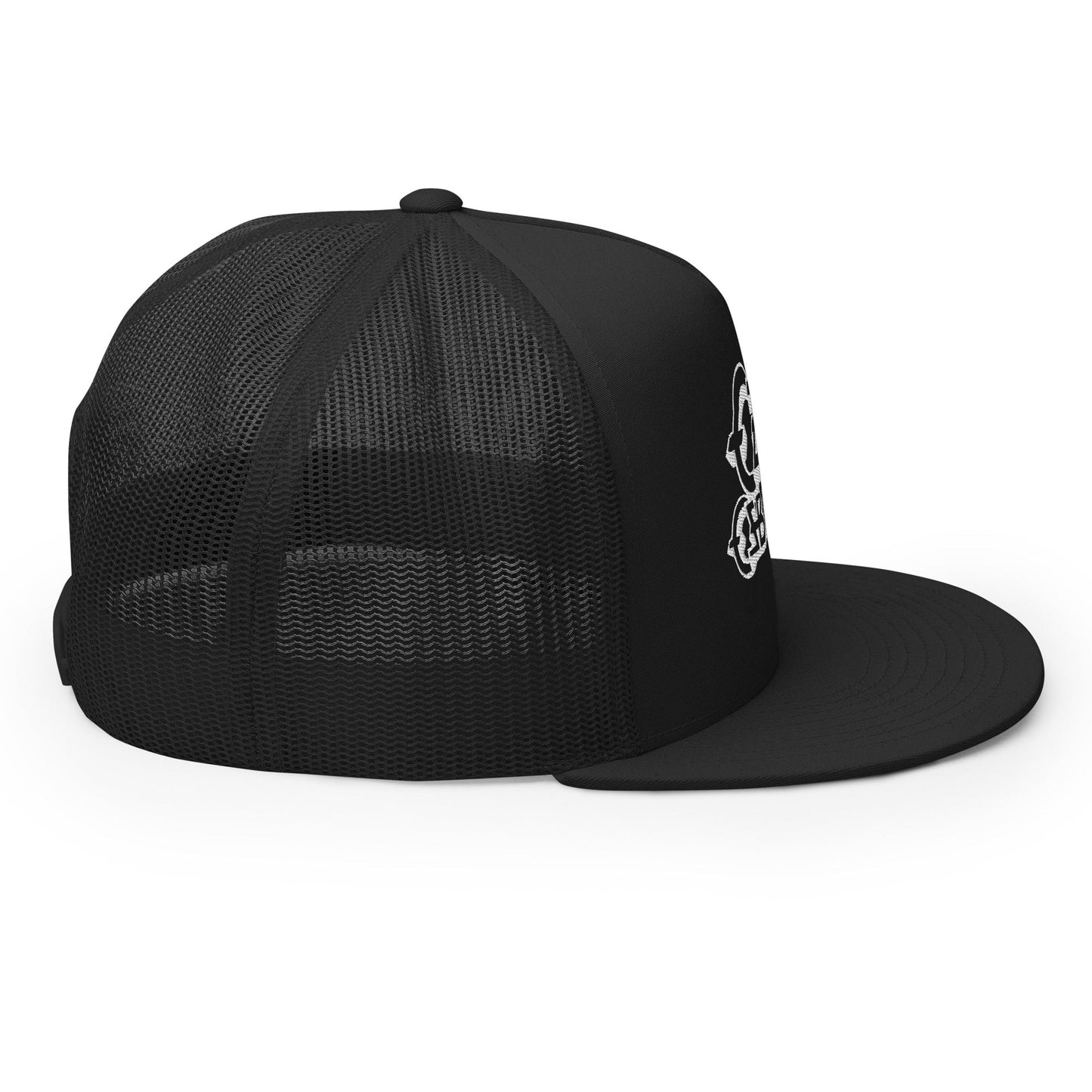 Ozzy Osborne White Logo Embroidered Trucker Hat Black