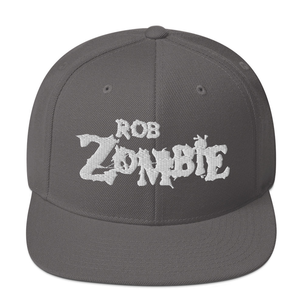 Rob Zombie Classic Logo Grey Embroidered Snap Back Hat Grey