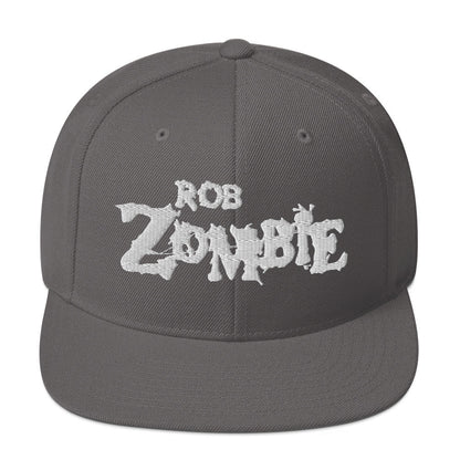 Rob Zombie Classic Logo Grey Embroidered Snap Back Hat Grey