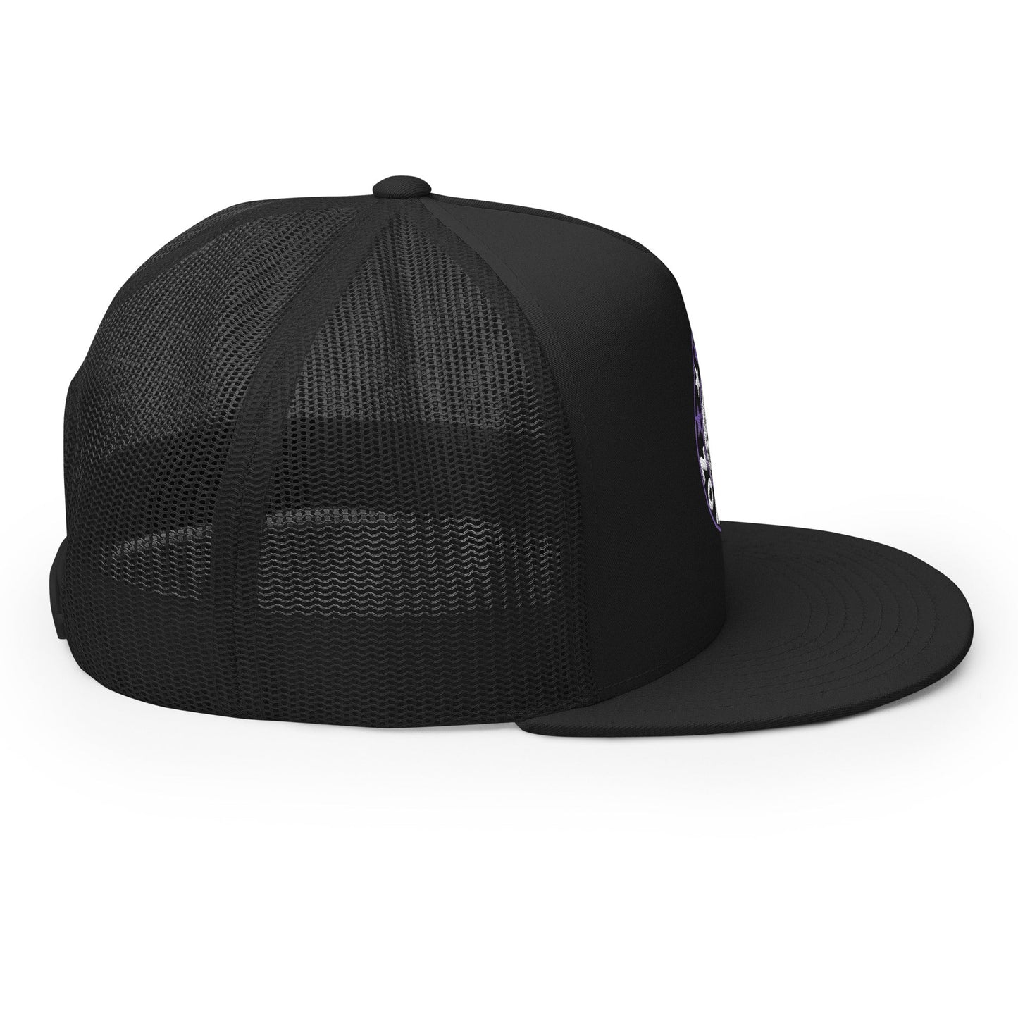 Rob Zombie Purple Circle Embroidered Trucker Hat Black