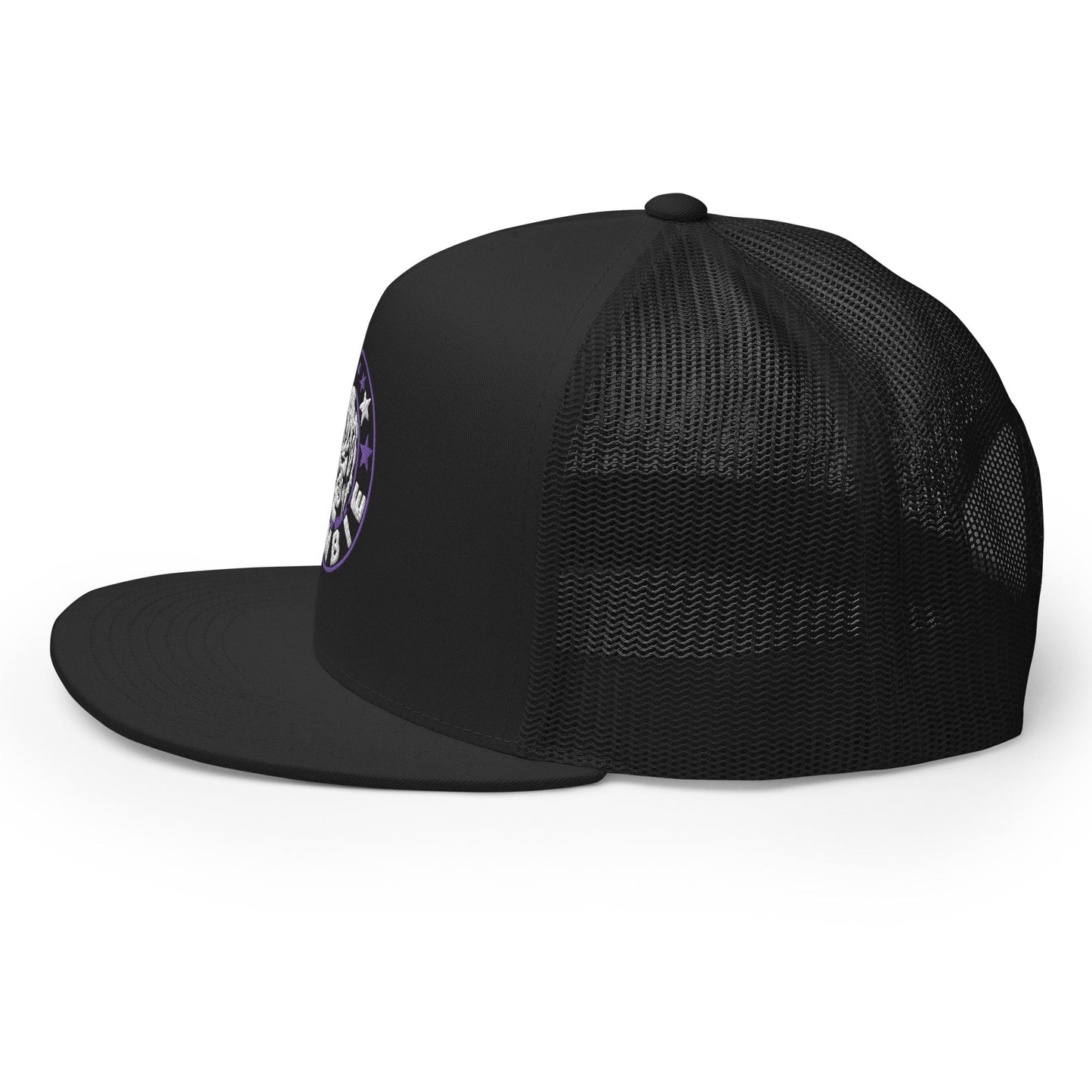Rob Zombie Purple Circle Embroidered Trucker Hat Black