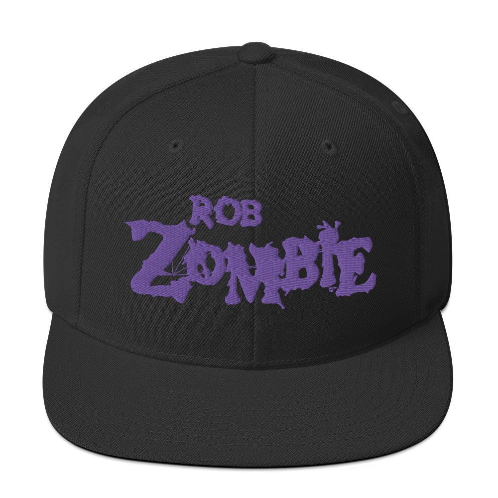 Rob Zombie Purple Logo Embroidered Snapback Hat Black