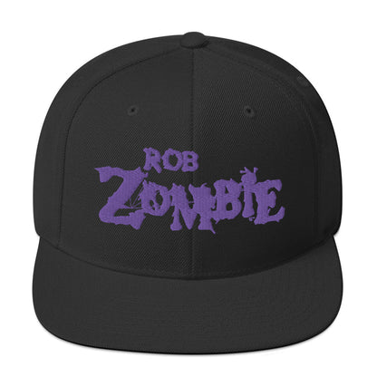 Rob Zombie Purple Logo Embroidered Snapback Hat Black