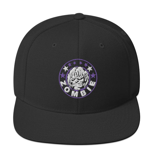 Rob Zombie Staring Black Embroidered Snap Back Hat Black