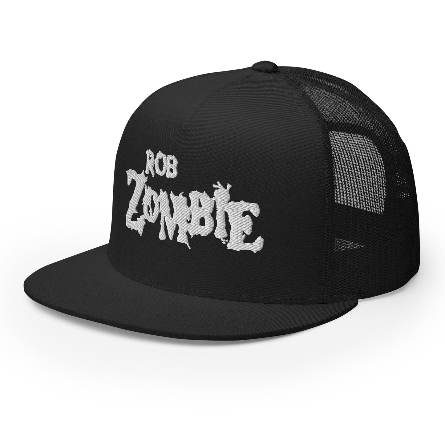 Rob Zombie White Logo Embroidered Trucker Hat Black