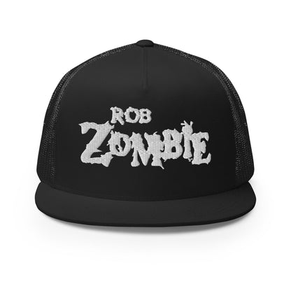 Rob Zombie White Logo Embroidered Trucker Hat Black