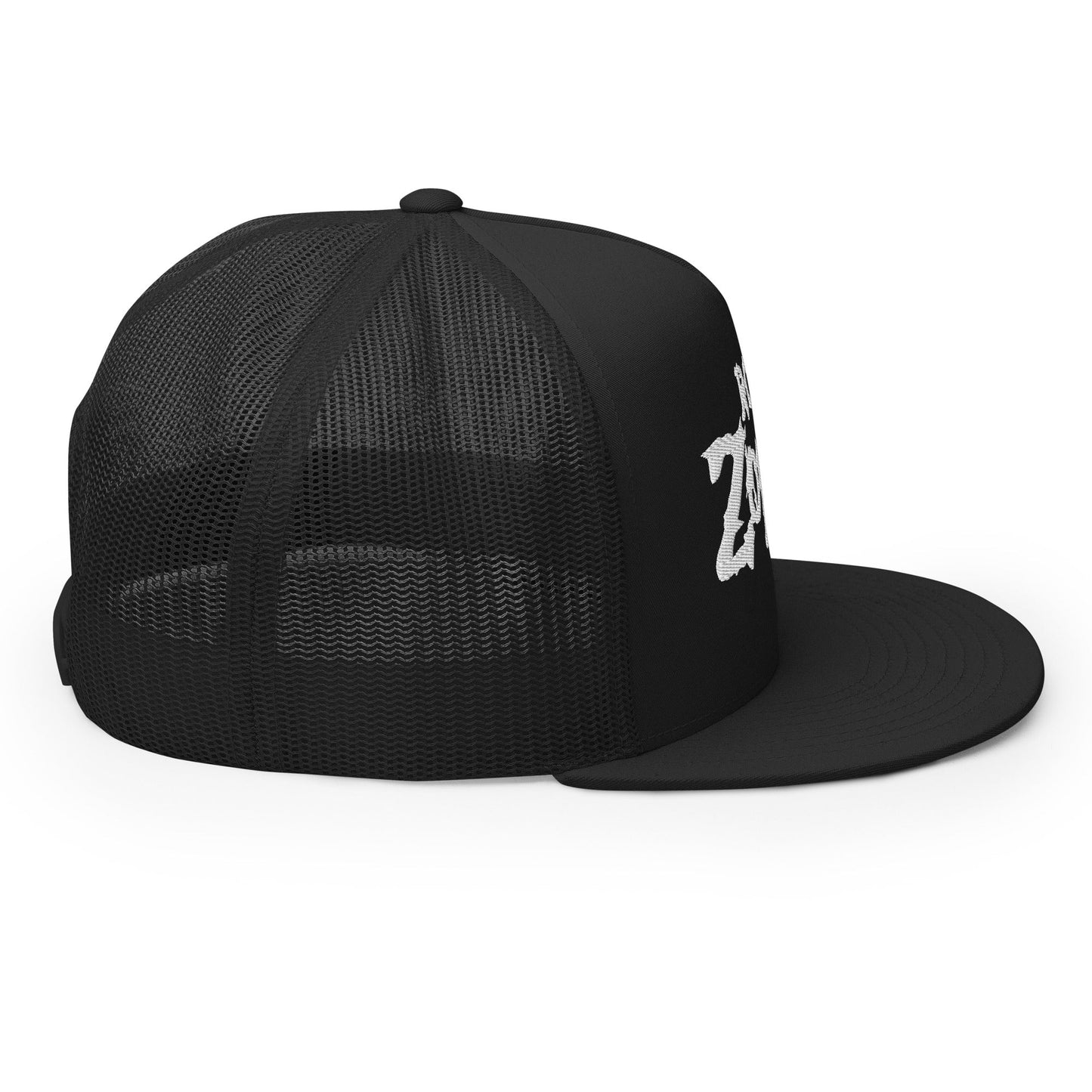 Rob Zombie White Logo Embroidered Trucker Hat Black