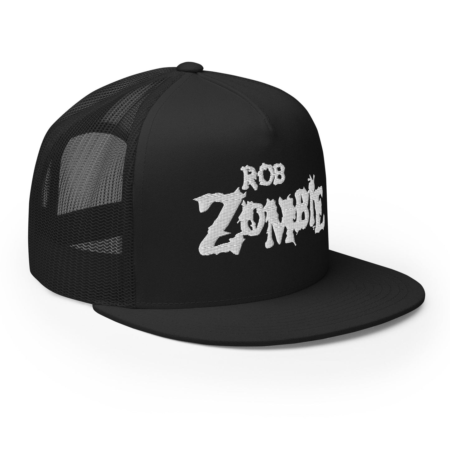 Rob Zombie White Logo Embroidered Trucker Hat Black
