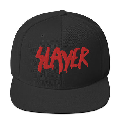 Slayer Drip Logo Embroidered Snapback Hat Black