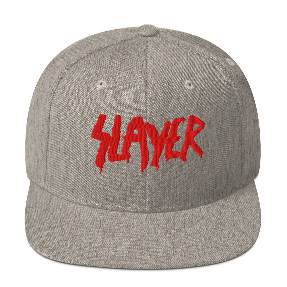 Slayer Logo Embroidered Snapback Hat Grey