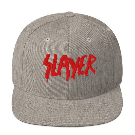 Slayer Logo Embroidered Snapback Hat Grey