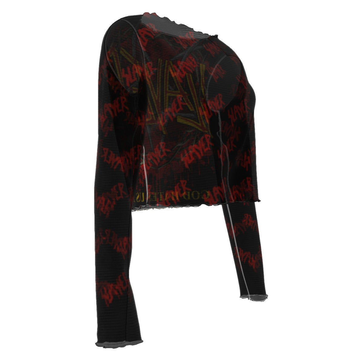 Slayer Patterned Logo Women's Mesh Top T Shirt