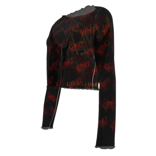 Slayer Patterned Logo Women's Mesh Top T Shirt