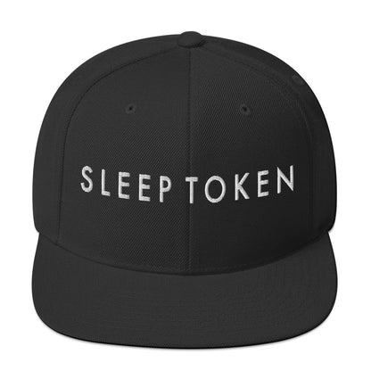 Sleep Token Logo White Embroidered Snap Back Hat Black